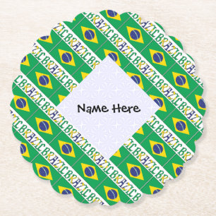 Posavasos De Papel Nombre Personalizado Bandera de Brasil en Baldosas