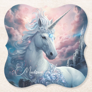 Posavasos De Papel Nombre personalizado lindo unicornio