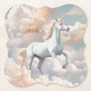 Posavasos De Papel Nombre personalizado lindo unicornio