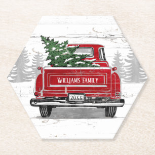 Posavasos De Papel Nombre rústico del árbol de Navidad del camión