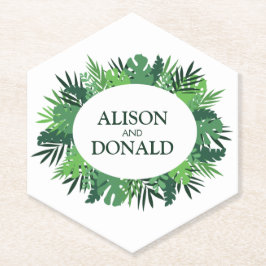 Posavasos De Papel Nombres bodas de hojas de palma verdes