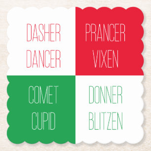 Posavasos De Papel NOMBRES REINDERES Ataques de papel cuadrado para v