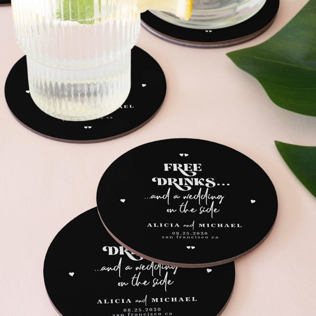 Posavasos De Papel Novedosa boda moderna de bebidas gratis salvo la f (Subido por el creador)