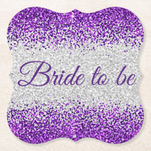 Posavasos De Papel Novia a punto de casarse - Blanco Plata / Purpura 