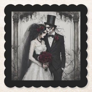 Posavasos De Papel Novia gótica y Groom