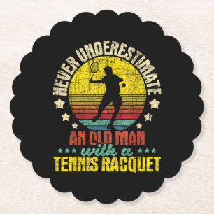 Posavasos De Papel Nunca Subestimes A Un Viejo Hombre - Tennis Racket