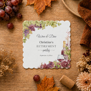 Posavasos De Papel Obsequio de fiesta de jubilación Chic Wine and Din