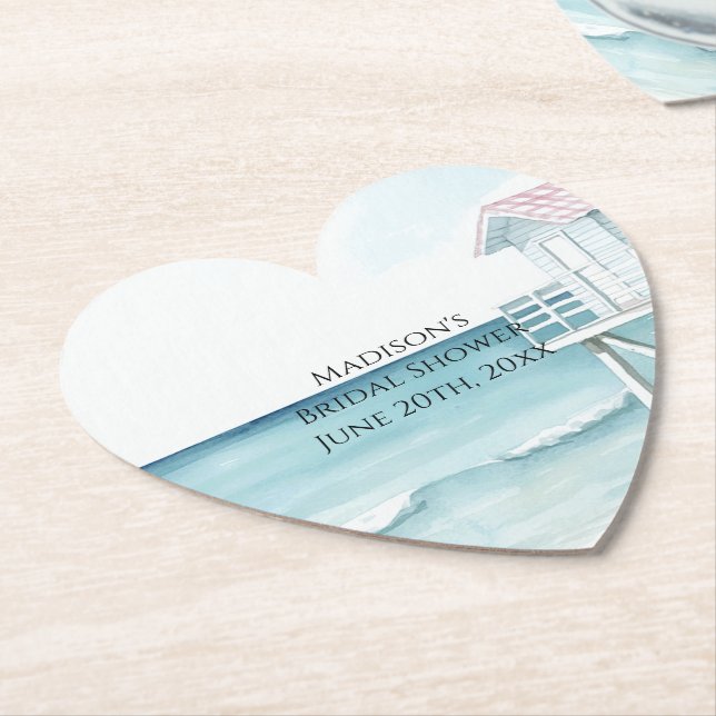 Posavasos De Papel Ocean Beach Coastal Bridal Shower (En perspectiva)