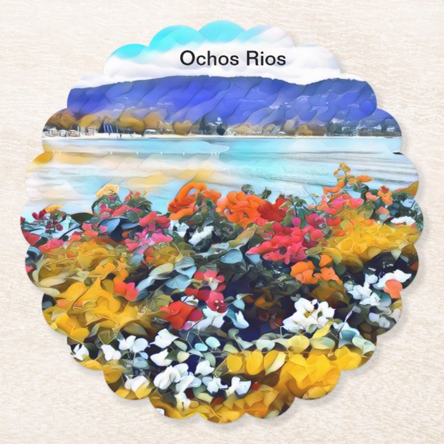 Posavasos De Papel Ochos Rios Neon Pop Art Floral (Anverso)