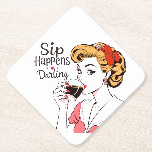 Posavasos De Papel Ocurre el Sip, Darling Sassy Retro (Anverso)