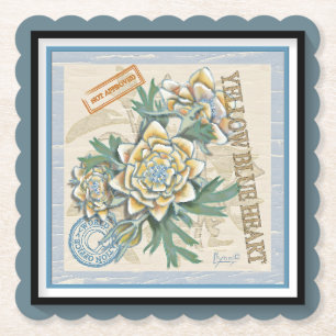 Posavasos De Papel Oficina de Creaciones G flor amarilla