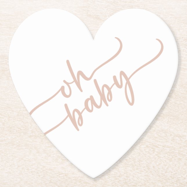 Posavasos De Papel "Oh Baby" Guión Beige Baby Shower (Anverso)