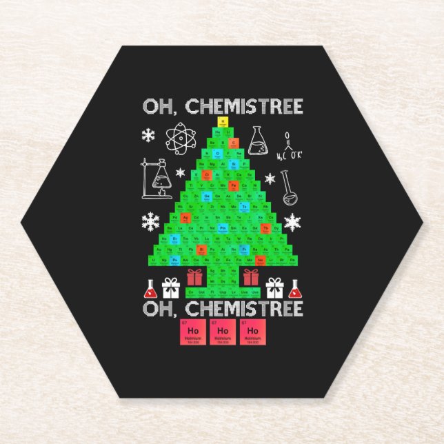Posavasos De Papel Oh Químist Chemist Tree Funny Science Navidades (Anverso)