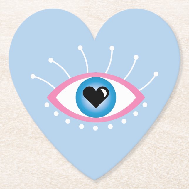 Posavasos De Papel Ojo Malvado Griego Con Ojos Azul Rosa (Anverso)