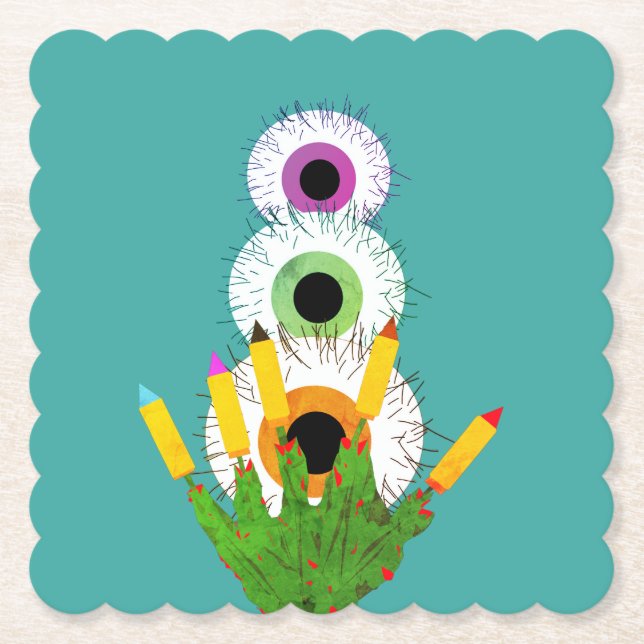 Posavasos De Papel Ojos peludos  (Anverso)