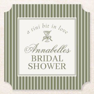 Posavasos De Papel Oliva Martini Dinero Antiguo Rayado Bridal Shower