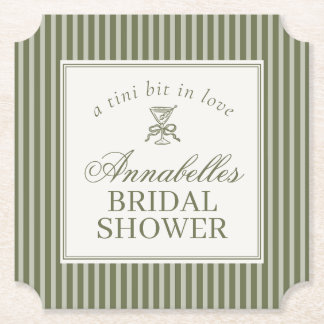 Posavasos De Papel Olive Martini Old Money Striped Bridal Shower