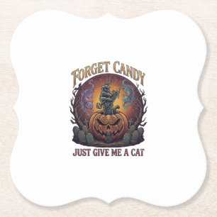 Posavasos De Papel Olvidar Caramelo Solo Dame Gato Halloween Calabaza