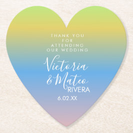 Posavasos De Papel Ombre Arcoíris Amarillo Azul Rosa Boda  Agradecimi