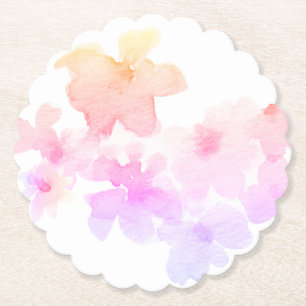 Posavasos De Papel *~* Ombre Color De Agua Blanda De Flor Rosa