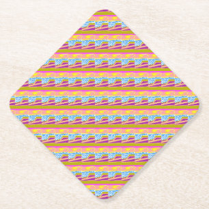 Posavasos De Papel Ondas azules del barco de sol amarillo rosado mora