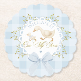 Posavasos De Papel One Silly Goose Blue Goingham Whimsical Birthday
