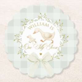 Posavasos De Papel One Silly Goose Gender neutral Sage Birthday