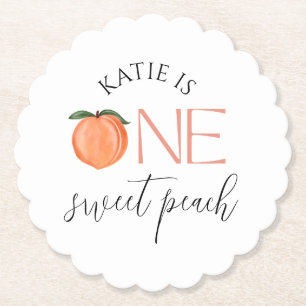Posavasos De Papel One Sweet Peach First Birthday
