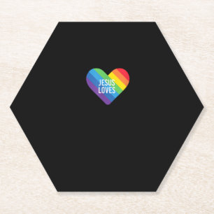 Posavasos De Papel Orgullo arcoiris Gay Cristiano LGBTQ+ Jesús ama T-