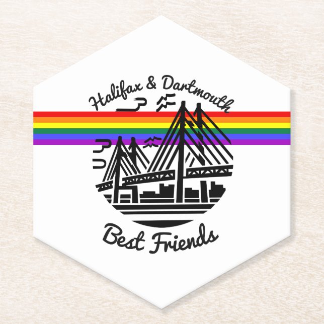 Posavasos De Papel Orgullo Halifax amigo de Dartmouth arco iris Nueva (Anverso)