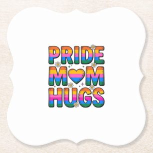 Posavasos De Papel Orgullo Mamá Abrazos Vintage Arcoíris Diseño Vecto