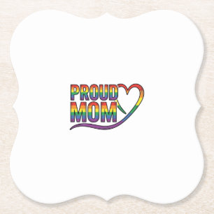 Posavasos De Papel Orgullosa Mamá Corazón Arcoíris Diseño de Grabado 