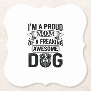 Posavasos De Papel Orgullosa Mamá Perro Diseño Vectorial de Grabado V