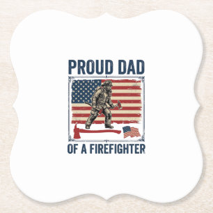 Posavasos De Papel Orgulloso padre de un bombero bandera vintage Vect