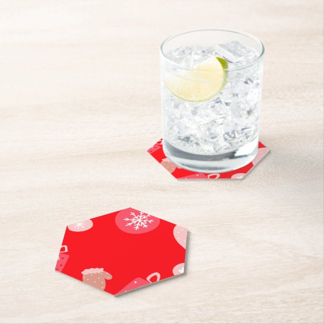 Posavasos De Papel Ornamentos de navidad de moras rojas Guantes de co (In situ)