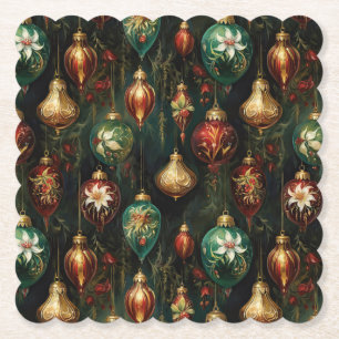 Posavasos De Papel Ornamentos de oro verde rojo para navidades
