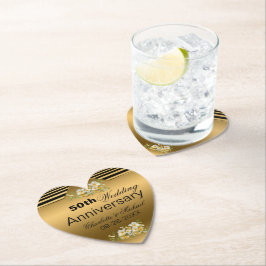 Posavasos De Papel Oro 50° Aniversario Boda