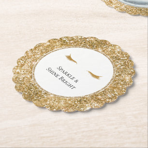 Posavasos De Papel Oro Eyelashes giratorio glam purpurina