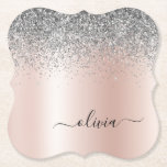 Posavasos De Papel Oro Rosa - Monograma Purpurina Rubor rosado platea<br><div class="desc">Oro Rosa - Purpurina de espuma metálica de Relieve metalizado de imitación rosado y plateado de Rubor cepillado de las tiras de papel de monograma Metalizado. Esto hace que la graduación perfecta, el cumpleaños, el boda, la ducha de novia, el aniversario, la ducha de bebé o la fiesta de soltera...</div>