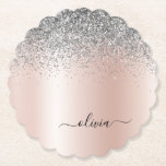 Posavasos De Papel Oro Rosa - Monograma Purpurina Rubor rosado platea<br><div class="desc">Oro Rosa - Purpurina de espuma metálica de Relieve metalizado de imitación rosado y plateado de Rubor cepillado de las tiras de papel de monograma Metalizado. Esto hace que la graduación perfecta, el cumpleaños, el boda, la ducha de novia, el aniversario, la ducha de bebé o la fiesta de soltera...</div>