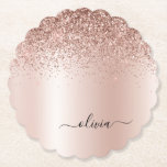 Posavasos De Papel Oro Rosa - Nombre Metalizado del monograma del Pur<br><div class="desc">Oro Rosa - Purpurina de espuma metálica de Relieve metalizado de imitación rosada Rubor Cepillado Monograma Metalizado Papel de papel. Esto hace que la graduación perfecta, el cumpleaños, el boda, la ducha de novia, el aniversario, la ducha de bebé o la fiesta de soltera sea un regalo para alguien que...</div>