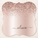 Posavasos De Papel Oro Rosa - Nombre Metalizado del monograma del Pur<br><div class="desc">Oro Rosa - Purpurina de espuma metálica de Relieve metalizado de imitación rosada Rubor Cepillado Monograma Metalizado Papel de papel. Esto hace que la graduación perfecta, el cumpleaños, el boda, la ducha de novia, el aniversario, la ducha de bebé o la fiesta de soltera sea un regalo para alguien que...</div>