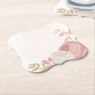 Posavasos De Papel Oro rosa y blanco romántico