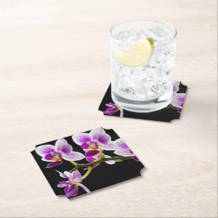 Posavasos De Papel Orquídea blanca y púrpura