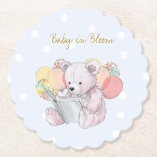 Posavasos De Papel Oso de peluche leyendo un libro Baby in Bloom