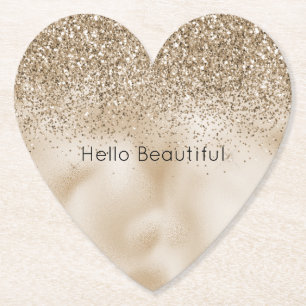 Posavasos De Papel Oso de peluche marrón dorado glamour brillo
