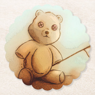 Posavasos De Papel Oso De Teddy Vintage Cutáneo, Pascua De Forma Pers