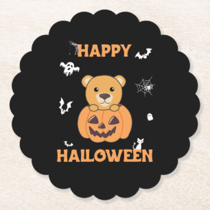 Posavasos De Papel Oso En Calabaza Osos Dulces Feliz Halloween