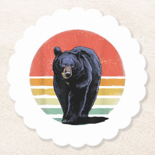 Posavasos De Papel Oso negro retro vintage