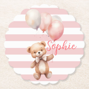 Posavasos De Papel Oso pequeño lindo en rosa